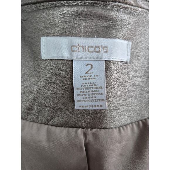 Chico's Metalic Gold/ Bronze Biker Jacket Sz 2 - Picture 6 of 7